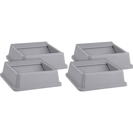 Rubbermaid Commercial Untouchable Square Swing Top, Gray, 20.1" W/Dia, 4 PK RCP266400GYCT